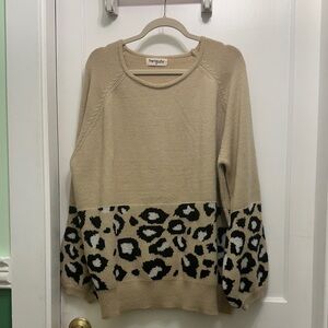 Impressions Beige and Black Leopard Sweater